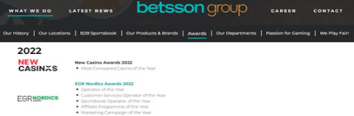 Betsson Group fechou 2022 com quase 30 prêmios